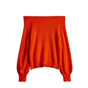 Knit Sweater Lantern Sleeve Casual Batwing Sleeve Off Shoulder Loose Pullover
